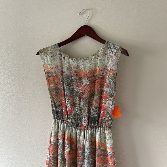 Alice + Olivia Floral Printed Mini Dress in Multicolor Silk Water colours - Picture 7 of 16